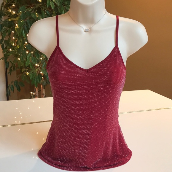 Express Tops - EXPRESS RED & SILVER SPARKLY CAMISOLE TOP SIZE XS